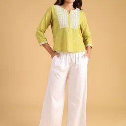 LIMEROAD Embellished Embroidered Ethnic Cotton Top image 5