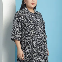 theRebelinme Floral Print Shirt Style Longline Top image 3