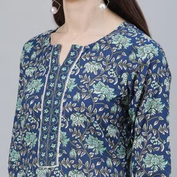 Libas Women Blue Printed Kurta with Palazzos & Dupatta image 3
