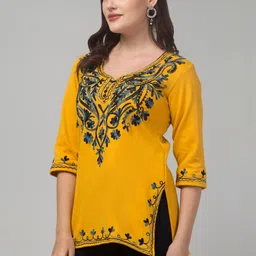 CROWN KING GARMENTS Ethnic Motifs Embroidered Thread Work Thread Work Kurti image 4