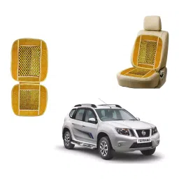 Auto Pearl Polyester, Cotton Front Vehicle Seating Pad Beige for Nissan Terrano-picture-39