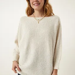 Happiness istanbul Women Boucle Pullover with Fuzzy Detail-picture-29