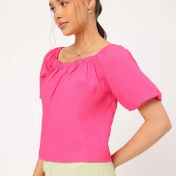 DressBerry Barbiecore Power Puff Sleeves A-Line Top image 4
