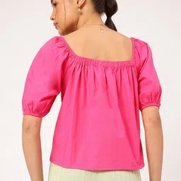 DressBerry Barbiecore Power Puff Sleeves A-Line Top image 5