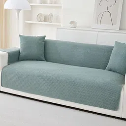 HOMETHREADS Green Embroidered Sofa Cover image 4