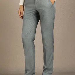 Louis Philippe Men Checked Slim Fit Trousers image 3