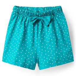 Tango Single Jersey Knit Knee Length Shorts With Bow Applique & Heart Print - Sea Green-picture-47