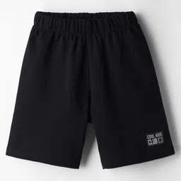 Kookie Kids India Single Jersey Knit Above Knee Length Shorts With Text Badge - Black-image-81