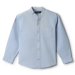 Tales & Stories Cotton Woven Full Sleeves Solid Shirt - Sky Blue-picture-21