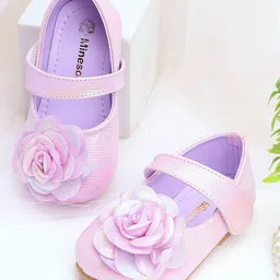 Mine Sole Floral Applique Detailed & Holographic With Velcro Closure Mary Jane Ballerinas - Violet-picture-12