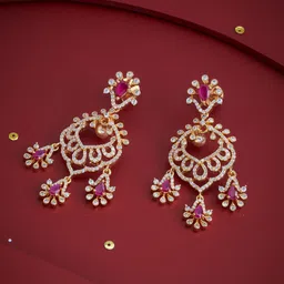 Kushal's Fashion Jewellery Gold-Plated Contemporary Zircon Studded Drop Earrings-picture-40