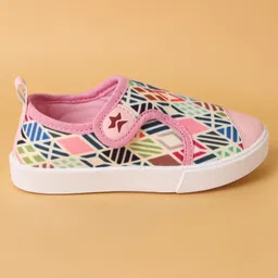 Cute Walk by Babyhug Slip On Casual Shoes with Velcro Closure Geometric Pattern - Pink image 4