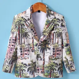 Dapper Dudes Full Sleeves Palm Tree Printed Blazer With Tee - Green image 4