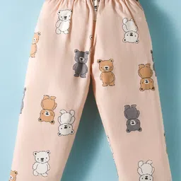 Mini Taurus Cotton Knit Full Sleeves Co-ord Night Suit with Animal Print - Peach image 5