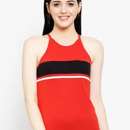 LE BOURGEOIS Women Red & Black Striped Tank Top image 1