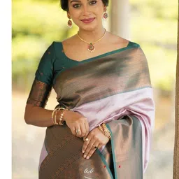 CaniBani Woven Design Zari Silk Blend Handloom Banarasi Saree image 4