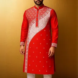 BAESD Men Ethnic Motifs Printed Cotton Kurta with Trousers-picture-42