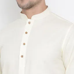 VASTRAMAY Men Beige Solid Kurta with Pyjamas image 3