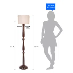 Tucasa NTU-230 B-22 Floor Lamp with Wood Base (Beige) image 3