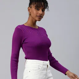 London Rag Geometric Self Design Boat Neck Pullover image 4