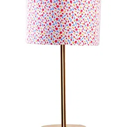 Aura White Printed Metal Traditional Cylindrical Shaped Table Lamp image 5