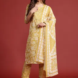 Anouk Floral Printed Kurta with Trousers & Dupatta-picture-33
