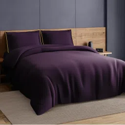 SPACES Elegance Noir Plum Caspia Cotton Soft and Breathable Plain Large Bedsheet image 2