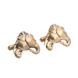 COSA NOSTRAA Men Metallic Engraved Elephant Cufflinks image 2
