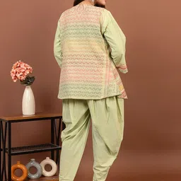 KIDAR Embroidered V-Neck Romantic Florals Top With Trousers & Jacket image 5