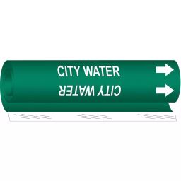 BRADY Pipe Marker City Water Green & White for 1/2 to 1-3/8 inch Outer Diameter Pipe, 14H791-picture-12