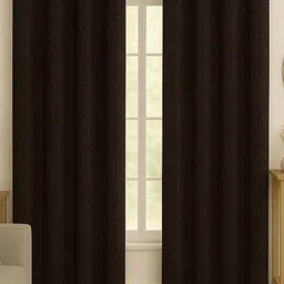 STITCHNEST Brown 2 Pieces Textured Jute Silk Door Curtain-image-15