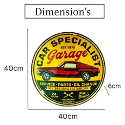eazy wagon Yellow & Red Metal Shield Car Specialist Garage Wall Hangings image 3