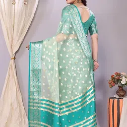 Mitera Woven Design Blue Banarasi Saree image 5