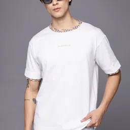 Allen Solly Leaves Print Detail Pure Cotton Drop-Sleeves Relaxed Fit T-shirt-picture-21