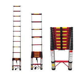 Jon Bhandari Telescopic Folding Ladder 15 Steps Aluminium Silver 150 Kg Load Capacity 14.3 ft Max. Height, AL15-image-75
