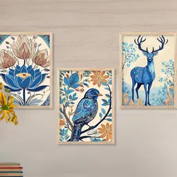 walllane Bird and Animal Wall Art With Frame Home Decor Wall Painting For Living Room Office Bedroom-picture-16