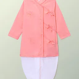 Babyhug Cotton Full Sleeves Embroidered Angarakha Kurta Dhoti Set - Pink-picture-16
