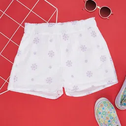 Pantaloons Junior Snow Flakes Printed Shorts - Bright White-picture-24
