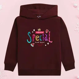 NUSYL Fleece Full Sleeves You Are Special Text Printed Hoodie - Burgundy-picture-24