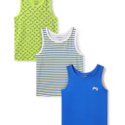 Pine Kids Cotton Lycra Knit Sleeveless Vests with Stripes & Gaming Controller Print Pack of 3 (Colour May Vary)-picture-15