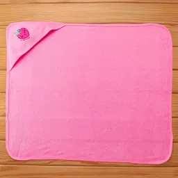 Babyhug Terry Hooded Towel Strawberry Embroidery L 75 x B 75 cm - Pink image 2
