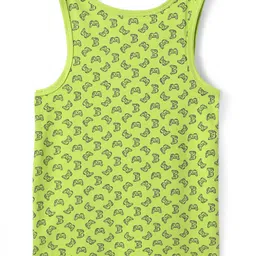 Pine Kids Cotton Lycra Knit Sleeveless Vests with Stripes & Gaming Controller Print Pack of 3 (Colour May Vary) image 3