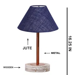 Devansh Blue Wood Abstract Shaped Table Lamp image 3