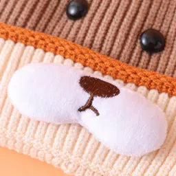 Babyhug Woollen Cap with Ear & Bear Design Brown - Diameter 13 cm image 4