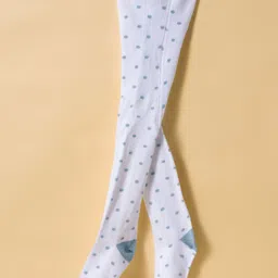 ToffyHouse Looper Woven Full Sleeves Checks Frock With Bow Applique & Stockings - Light Blue & White image 4