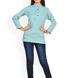 BAESD Girls Band Collar Straight Crepe Kurta image 3