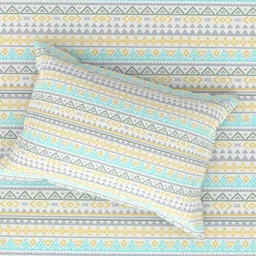 STELLAR HOME Turquoise Blue & White 140 TC Single Bedsheet with 1 Pillow Covers image 3