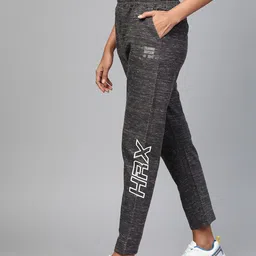 HRX by Hrithik Roshan Women Black Melange Solid Slim Fit Training Track Pants-picture-37