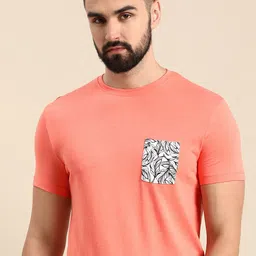 Being Human Solid Round Neck Pure Cotton T-shirt With Printed Chest Pocket-picture-24