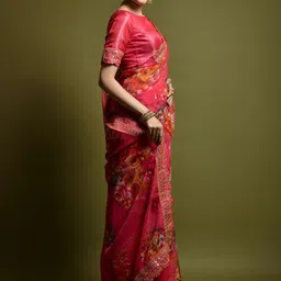 CaniBani Floral Embroidered Pure Chiffon Heavy Work Saree-image-78